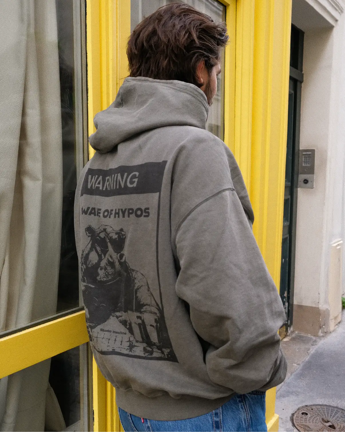 BEWARE OF HYPOS I Vintage Olive Oversized Hoodie Sweatshirt