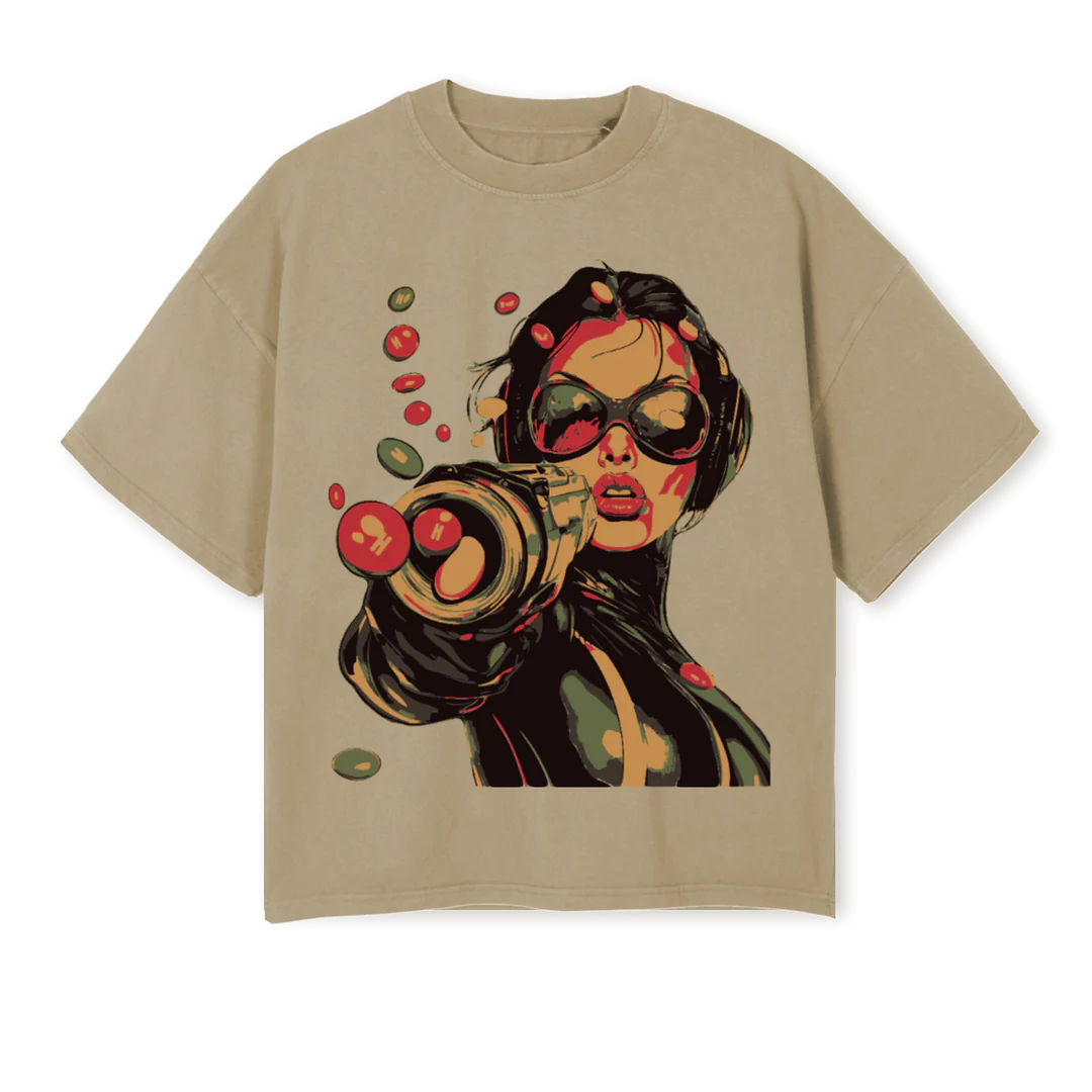 HYPERWOMAN I Vintage Dune Oversized Boxy Tee.